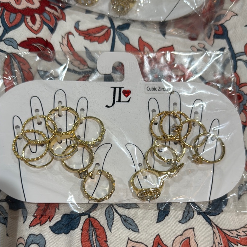 JL Gold Cubic Zirconia different style  rings gold Set